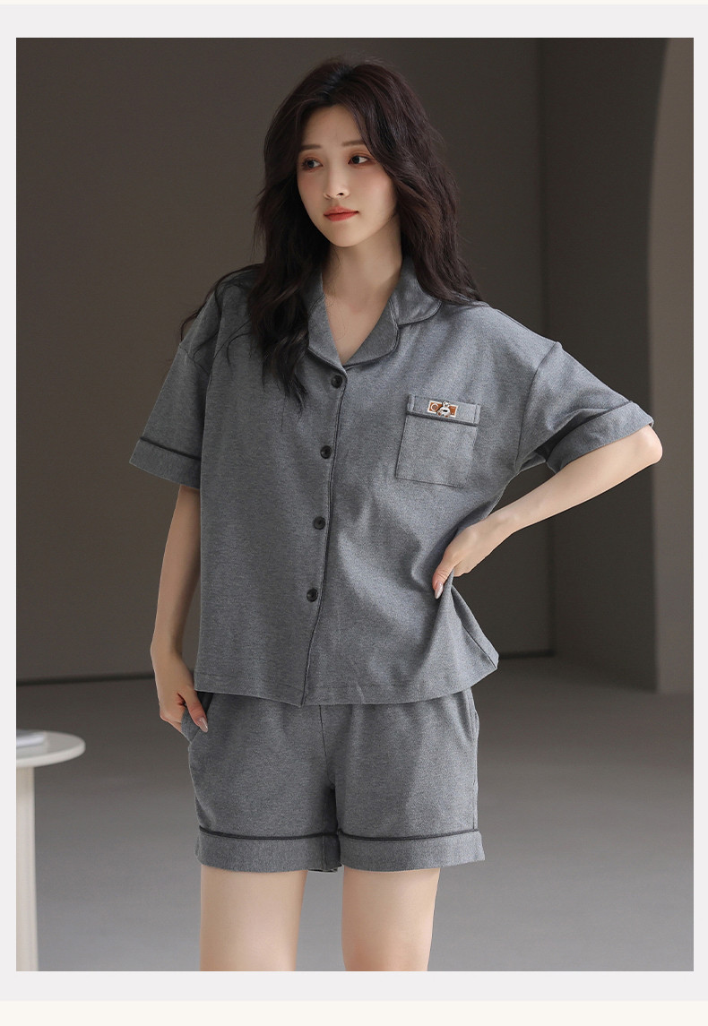 100% Cotton Pajamas Women Padded Pyjamas Set Summer Lady Short sleeve ...
