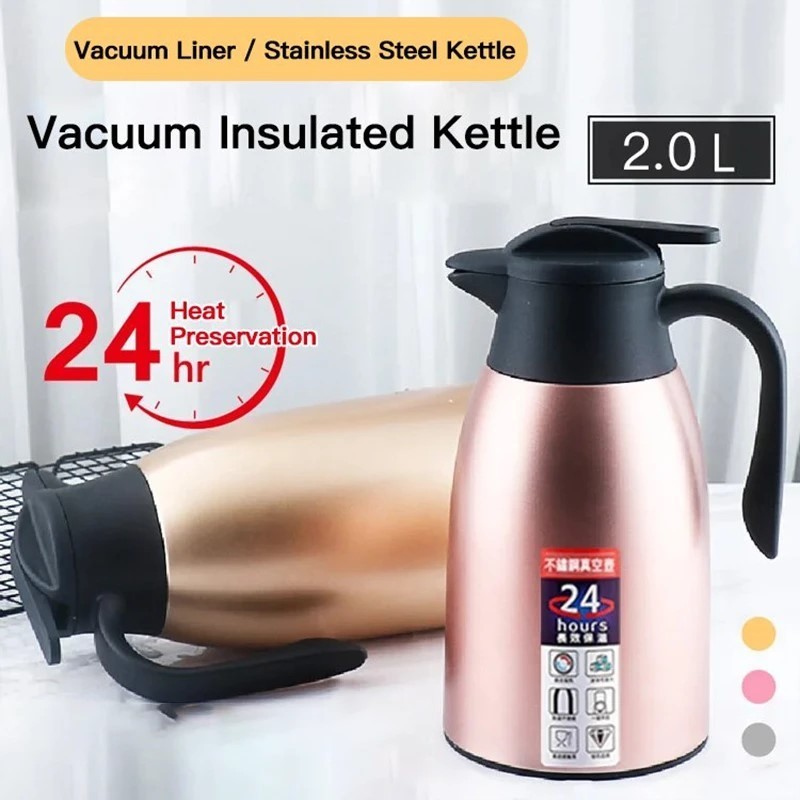 2 Liter Stainless Steel Vacuum Insulated Carafe - Keeps Drinks Hot Or Cold For 12 Hours