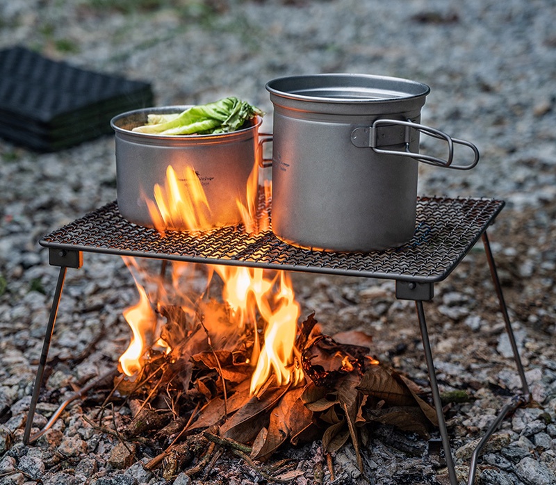 Boundless Voyage Titanium Pot Pan Set with Folding Handle Outdoor ...