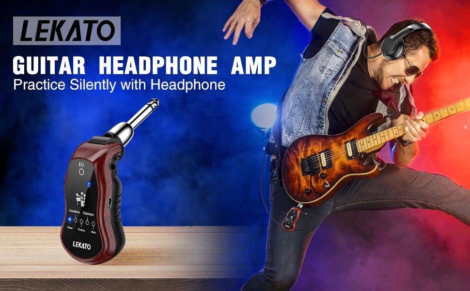 LEKATO Guitar Effector 5in1 Headphone Amp Rechargeable Training