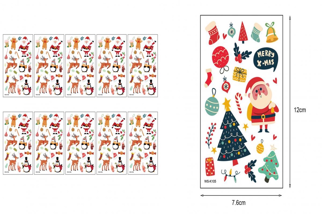 chicstyle Waterproof Body Stickers 10 Sheets Christmas Cartoon Tattoo ...