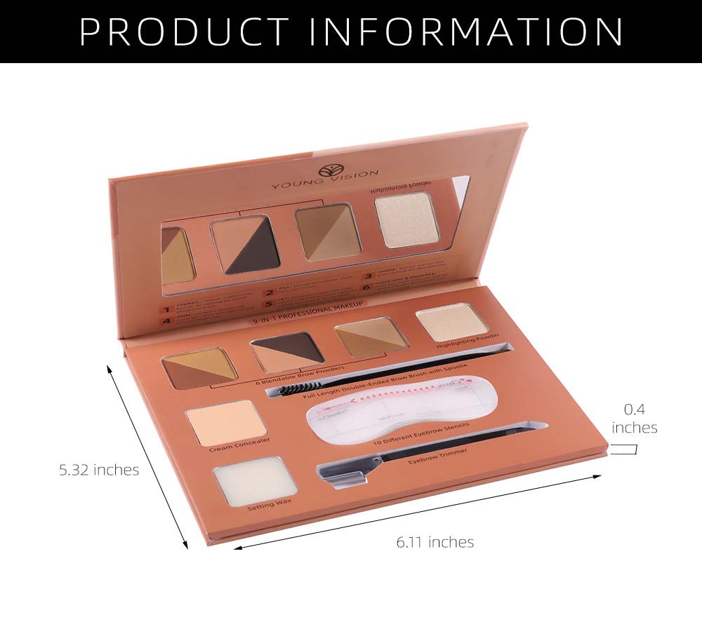 6 Color Eyebrow Kit,Professional Brow Makeup Palette with Eyebrow ...