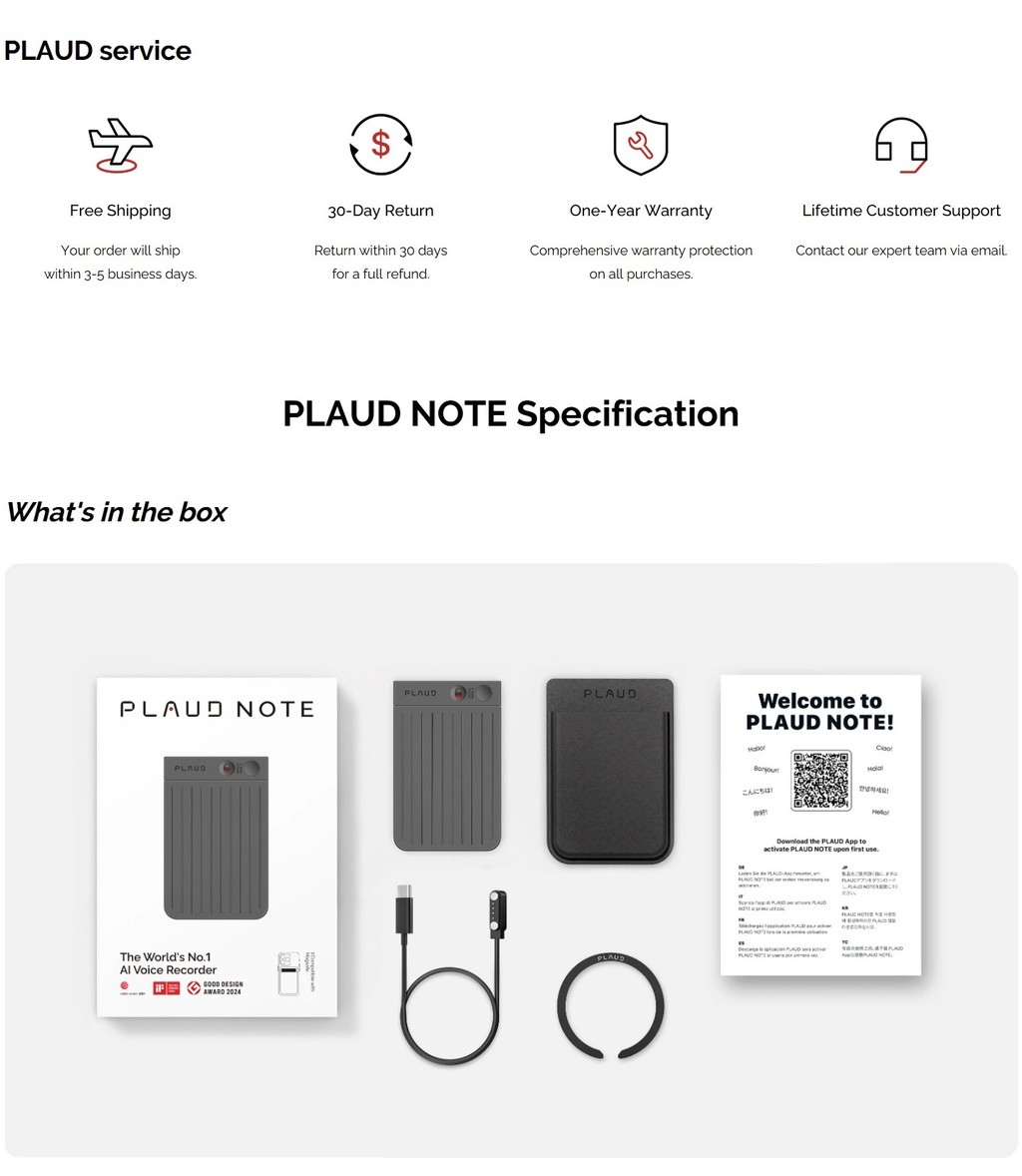 PLAUD NOTE AI Voice Recorder with Black Magnetic Case AI Notetaking ...