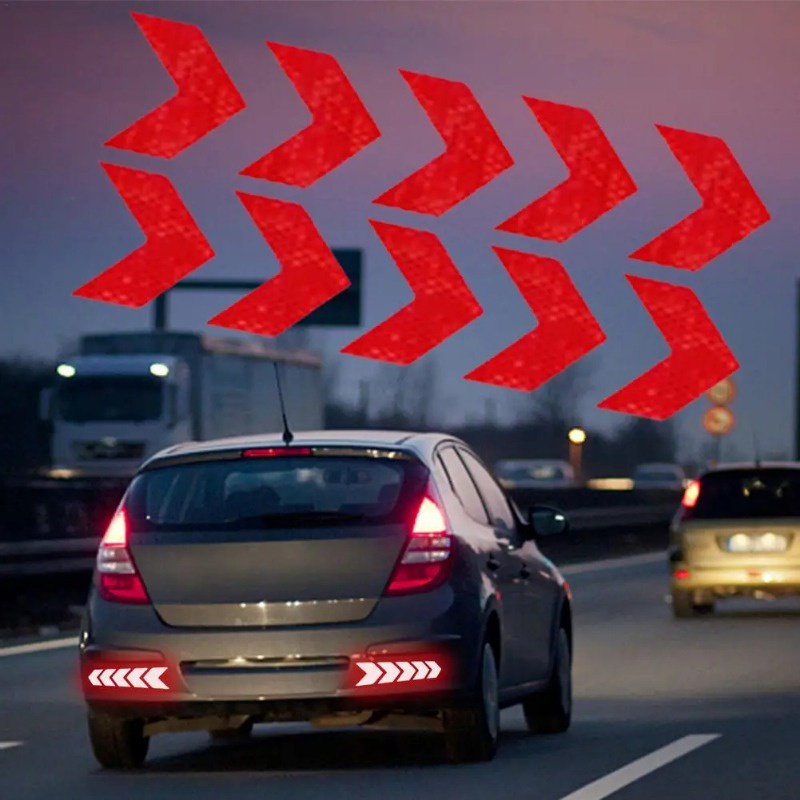 10Pcs Arrow Shaped Auto Reflective Stickers / Self-adhesive Strong Car ...