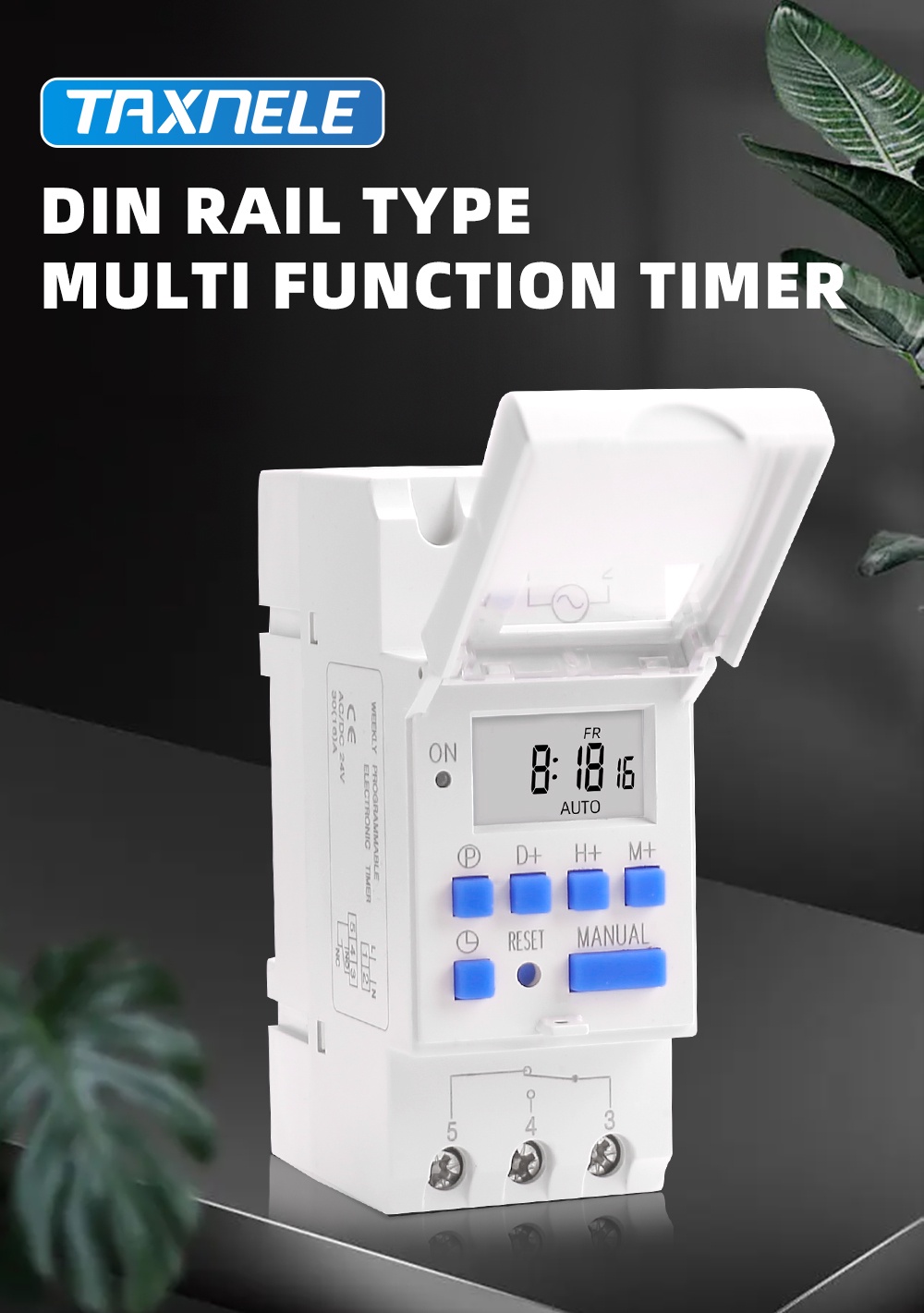 TAXNELE Weekly 7 Days Programmable Din Rail Digital TIME SWITCH Relay ...
