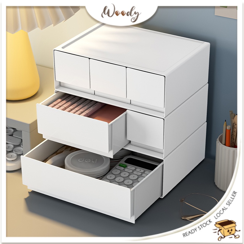 【Woody】 Elegant Modern Drawer Stackable Storage Box Plastic Drawer Rack ...