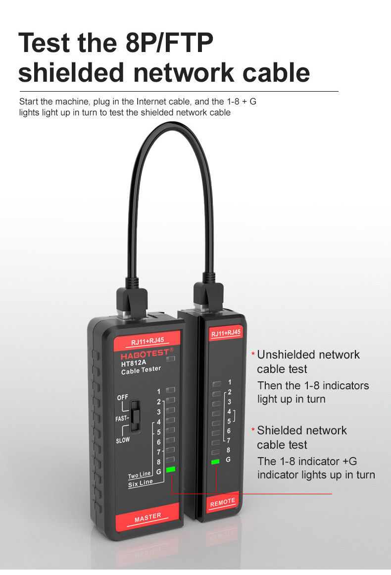 HABOTEST HT812A Network Cable Tester Wire Tracker Telephone Line Test ...