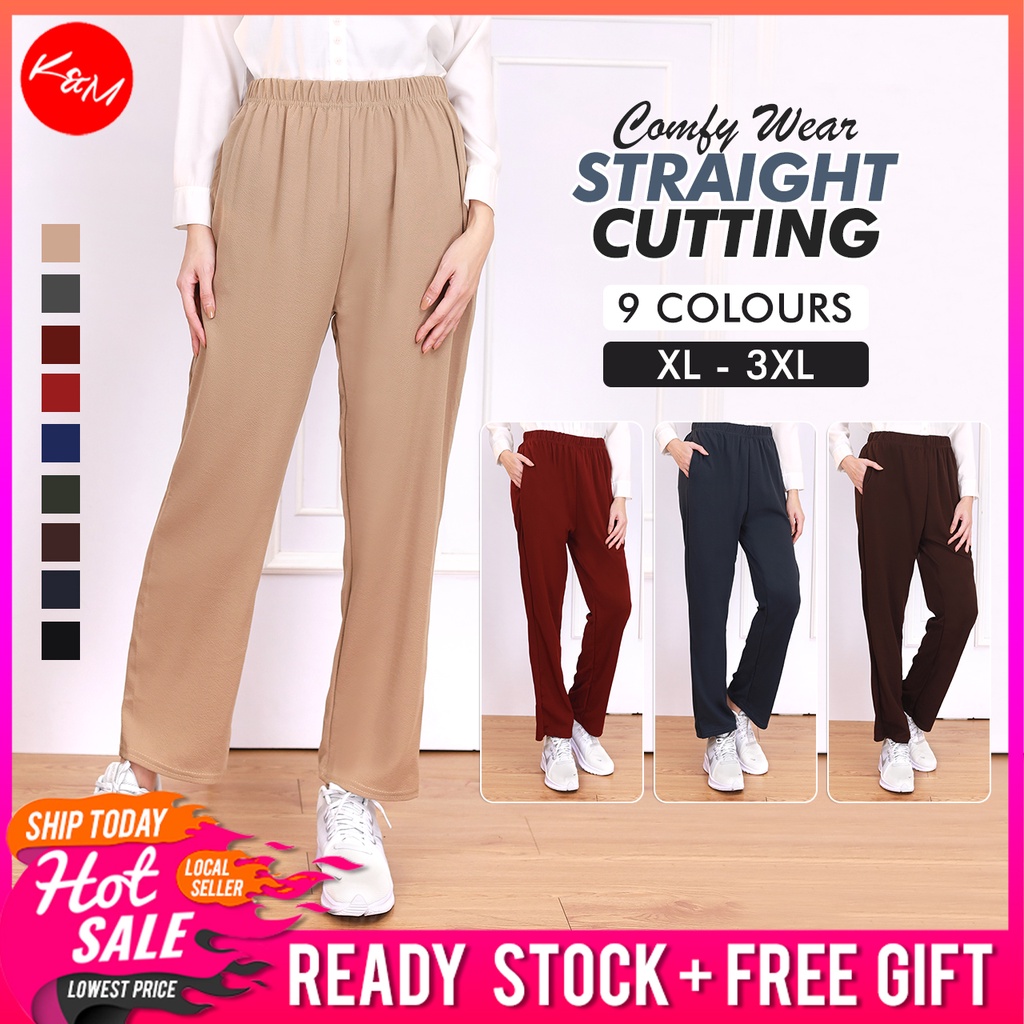 Straight Cut Plus Size Women Pants [M10911]