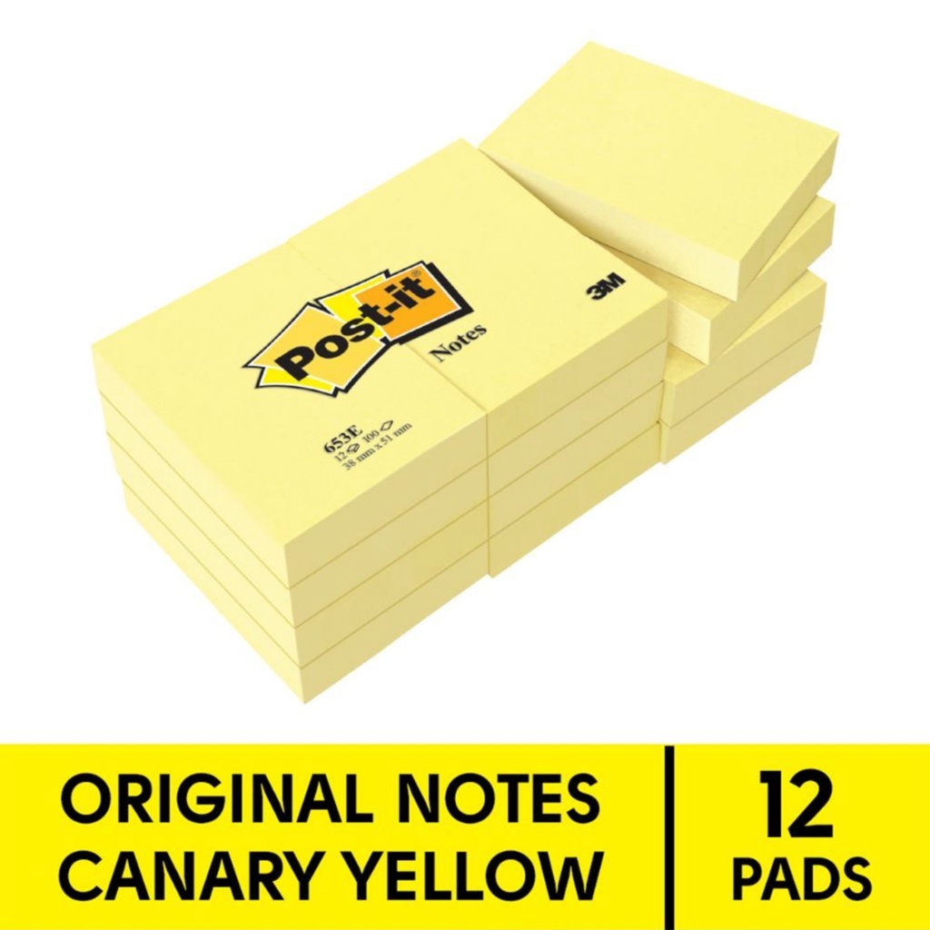 3M™ Post-it® Sticky Notes, 656, 100 sheets/pack, 51 x 76 mm, Canary ...