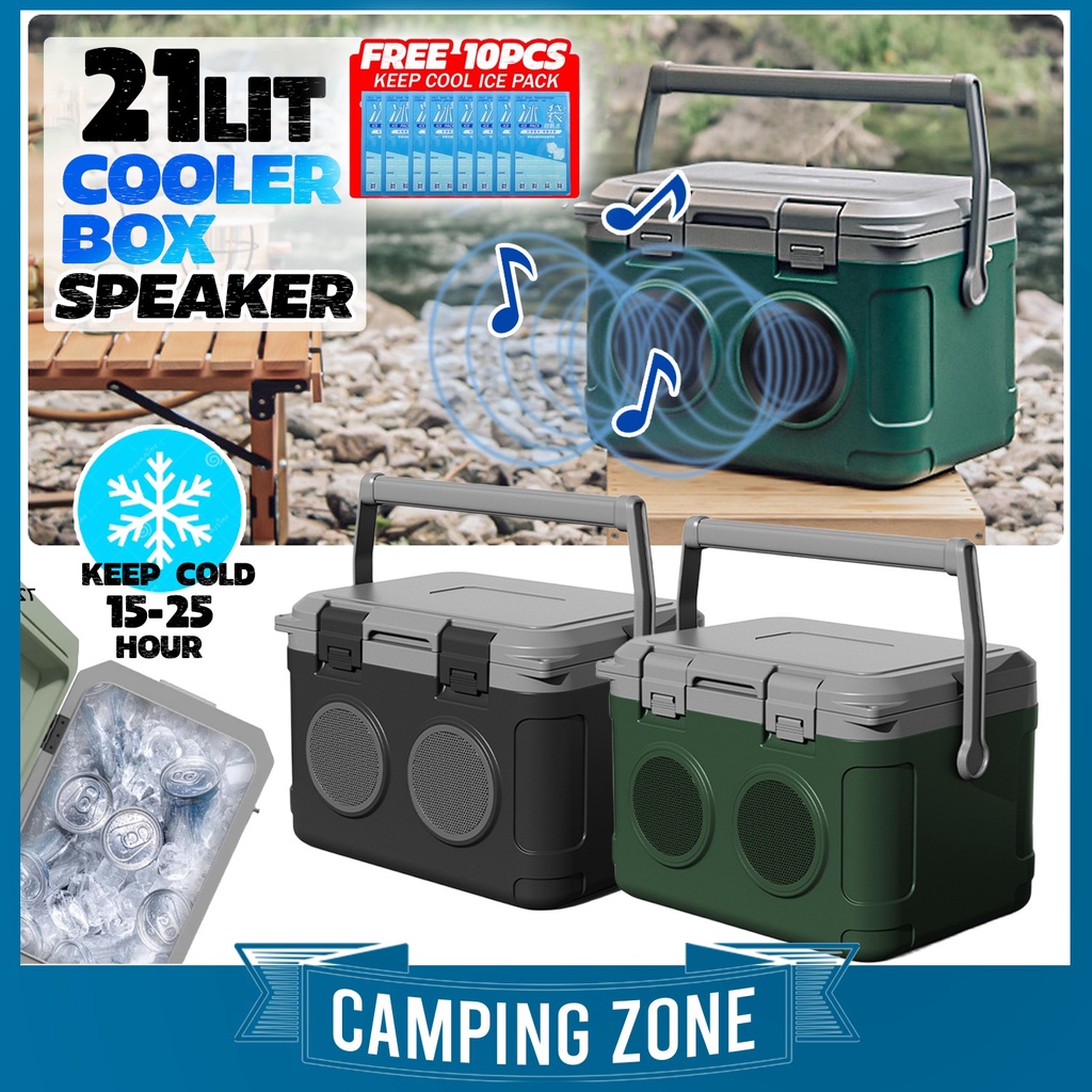 21L Camping Cooler Box With Speaker Travel Picnic Ice Box Cooler