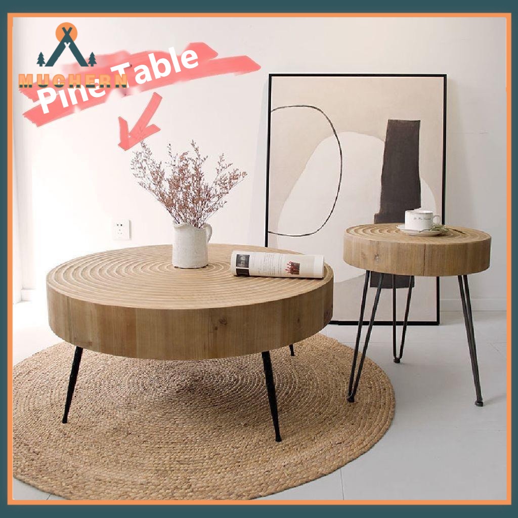 【Ready Stock】Japanese Style Small Table Creative Wooden Circular Coffee