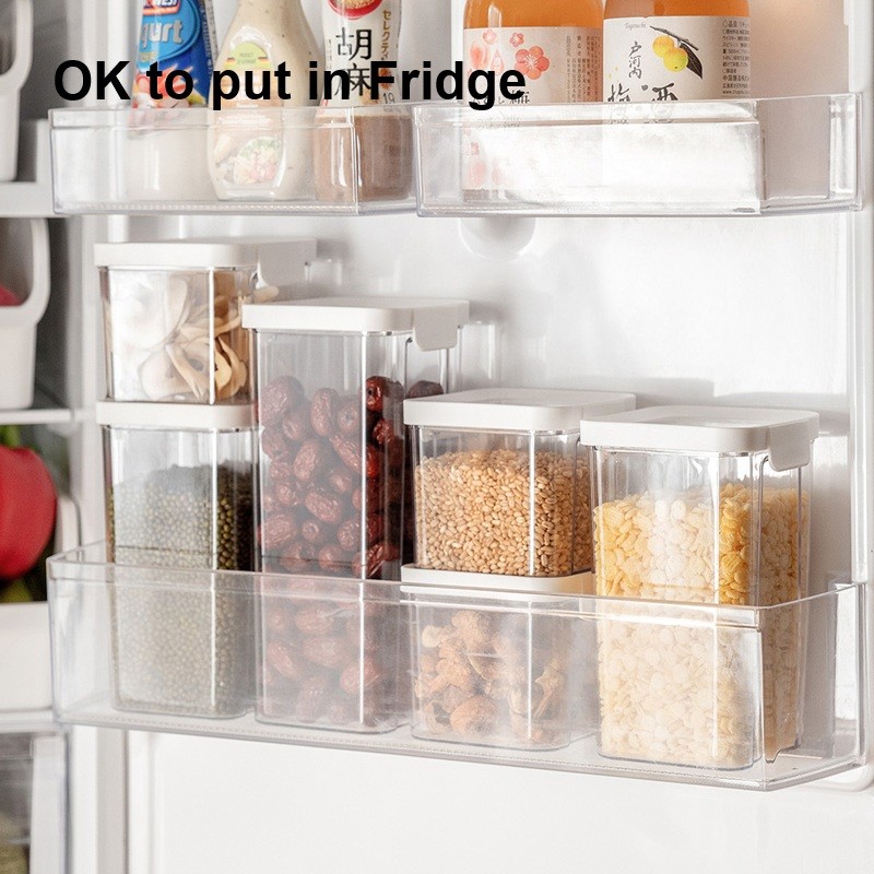 White Cover Stackable Airtight Kitchen Food Storage Container ...