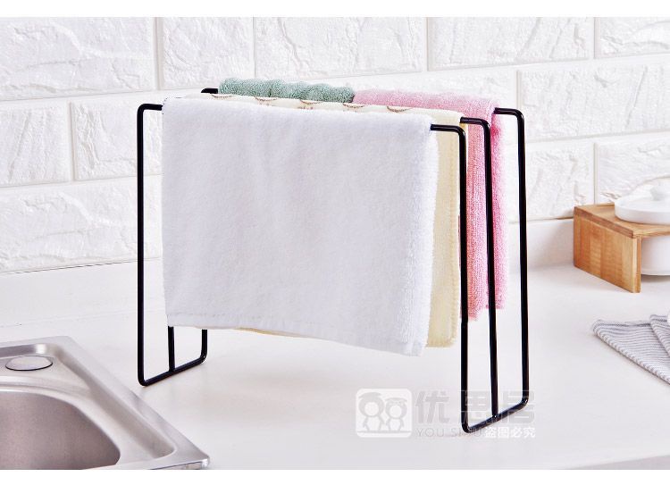Japanese-Style Iron Kitchen Rag Rack Dishcloth Scouring Pad Draining ...