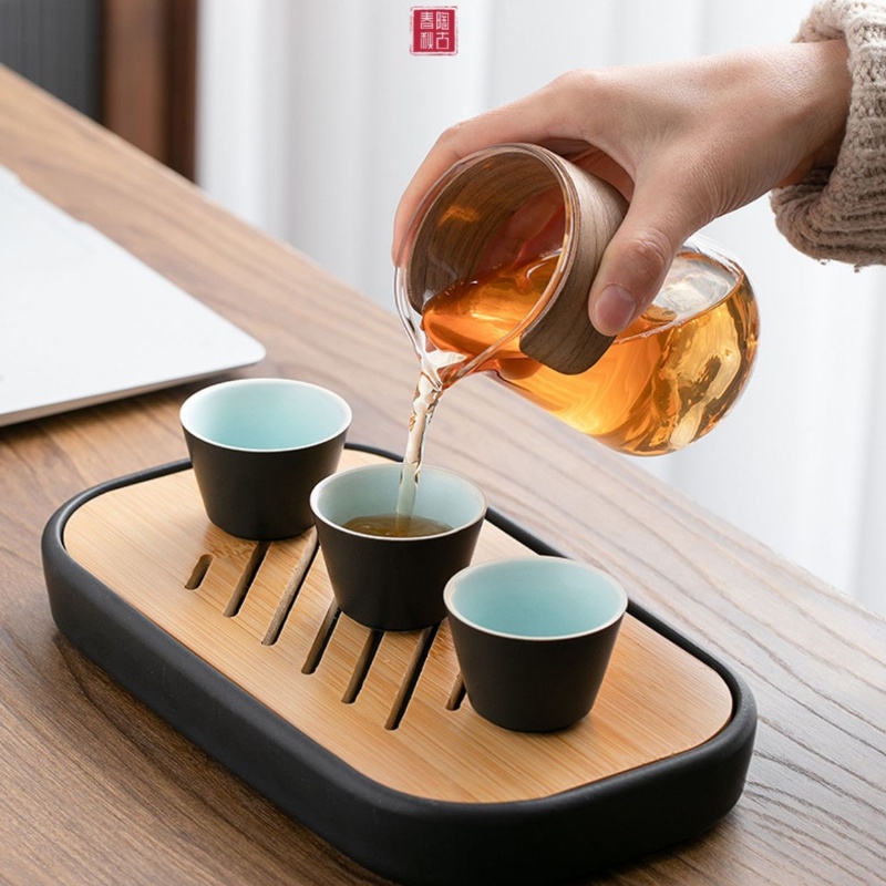 Portable Tea Set Yuanshan Travel Teacup Tea Set Small Set Glass Outdoor ...