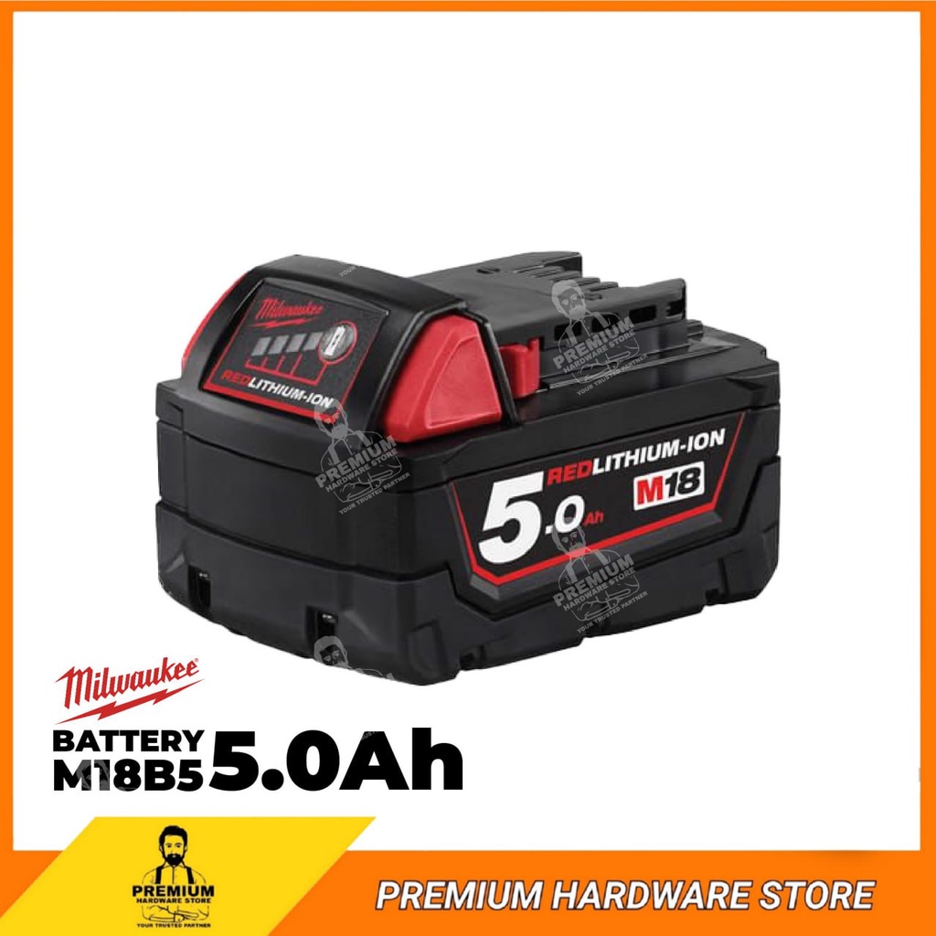 Pack de 2 Batteries MILWAUKEE M18 B5 REDLITHIUM Li-Ion 5.0Ah