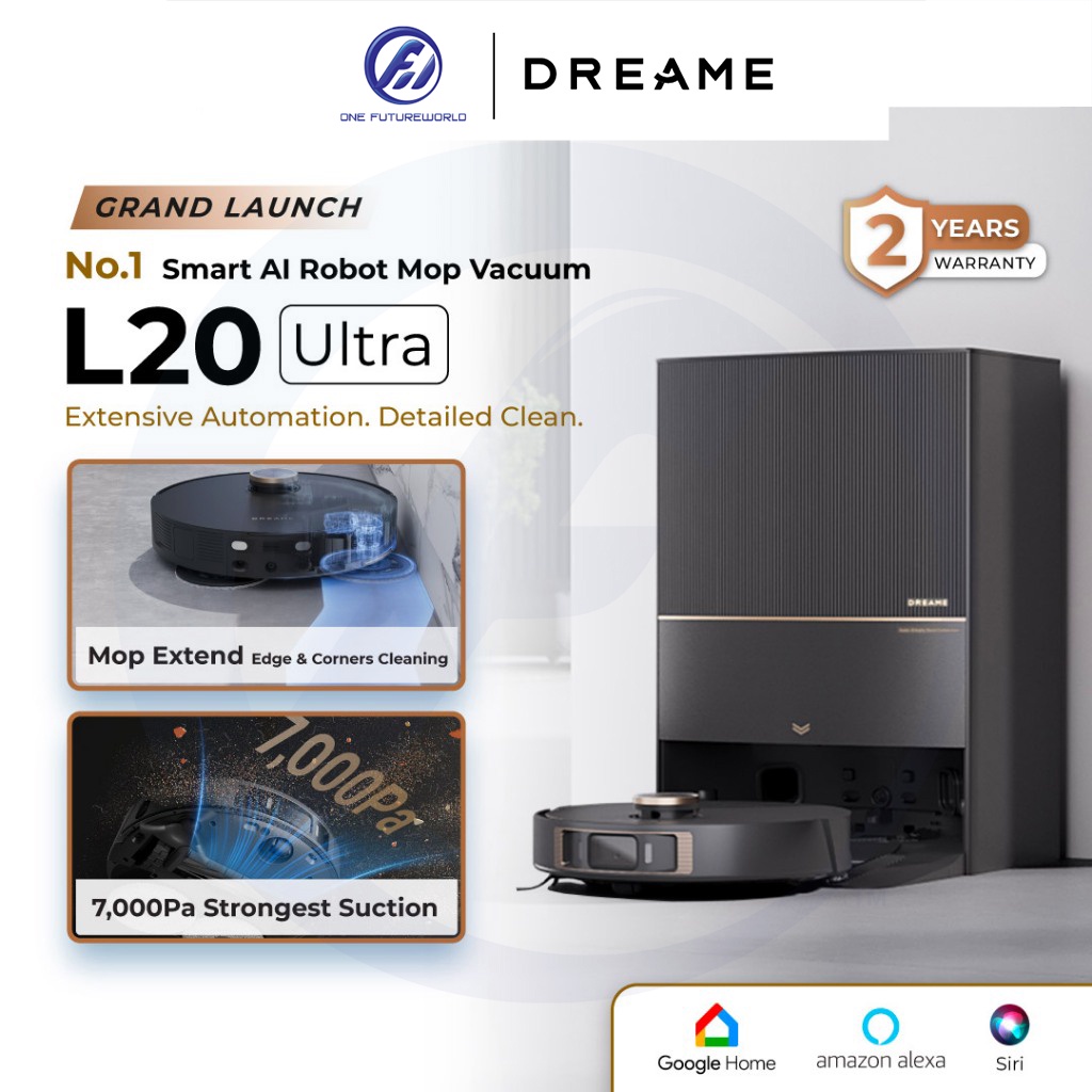 Dreame L20 Ultra Robot Vacuum, 7000Pa Suction Power, Mops Removal, 2Year  Warranty by One FutureWorld