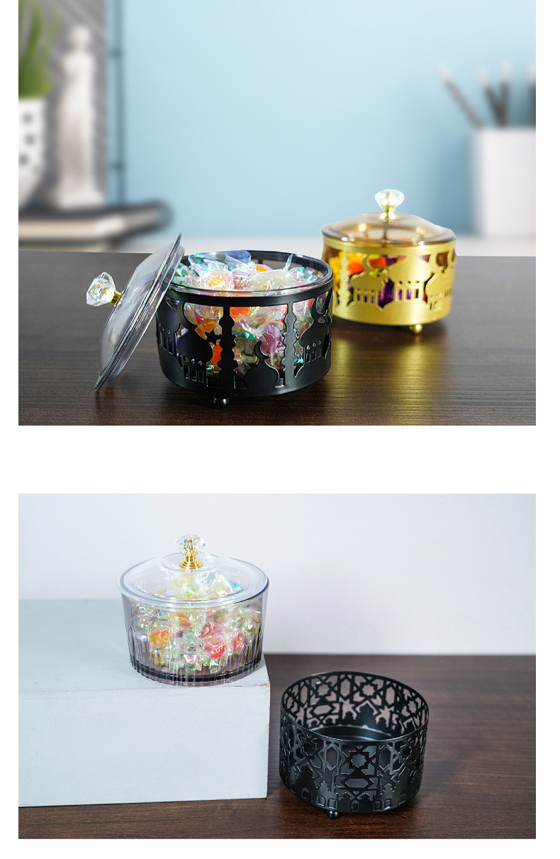 Eid Mubarak Gold Black Metal Candy Box Eid al-Fitur Hari Raya Cookies ...