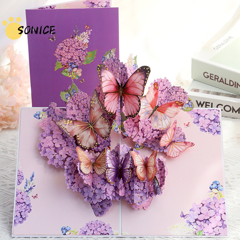 3D Butterfly Greeting Cards Flowers Pop Up Birthday Cards For Mom ...