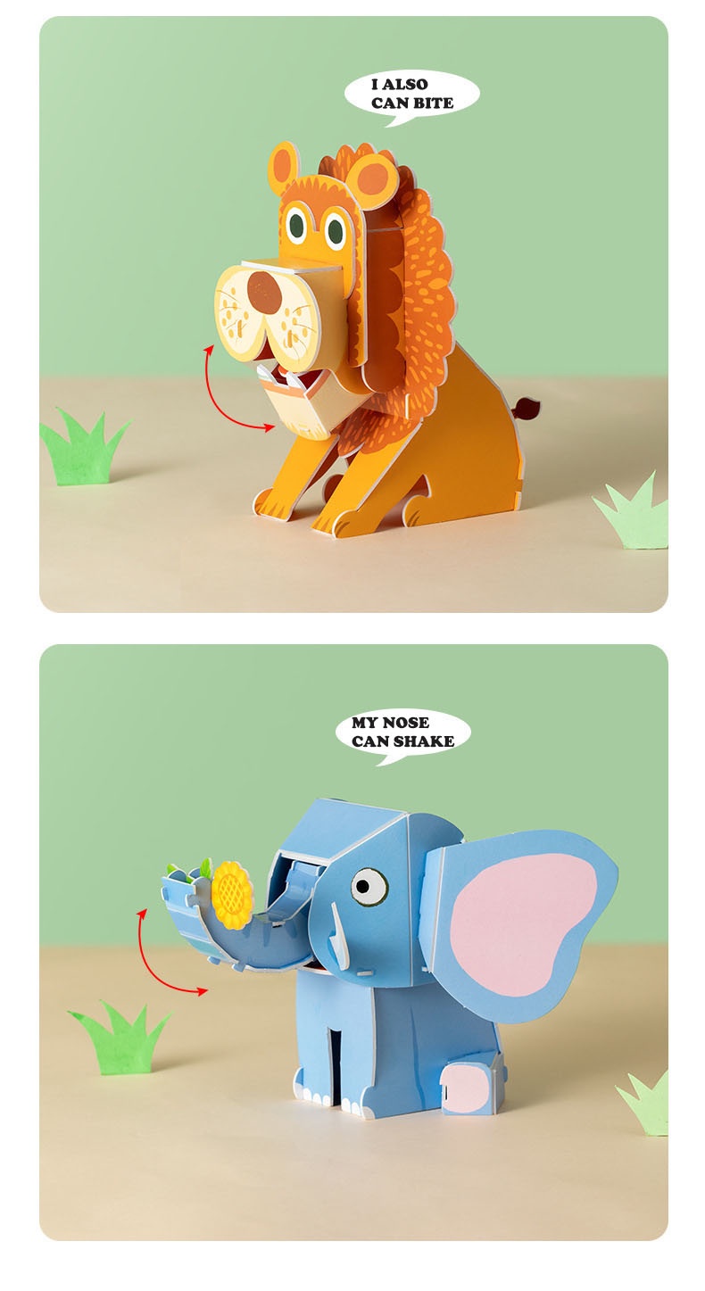 3D Animal paper puzzles for kids. DIY paper folding game. Educational ...