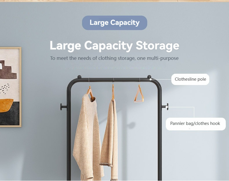 Clothes Rack with Wheels Clothes Rack Set Bedroom Heavy-Duty Coat Stand ...
