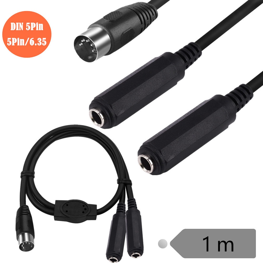 Signal Conversion Cable One Point Two MIDI 5Pin Male to 2 * 6.35mm