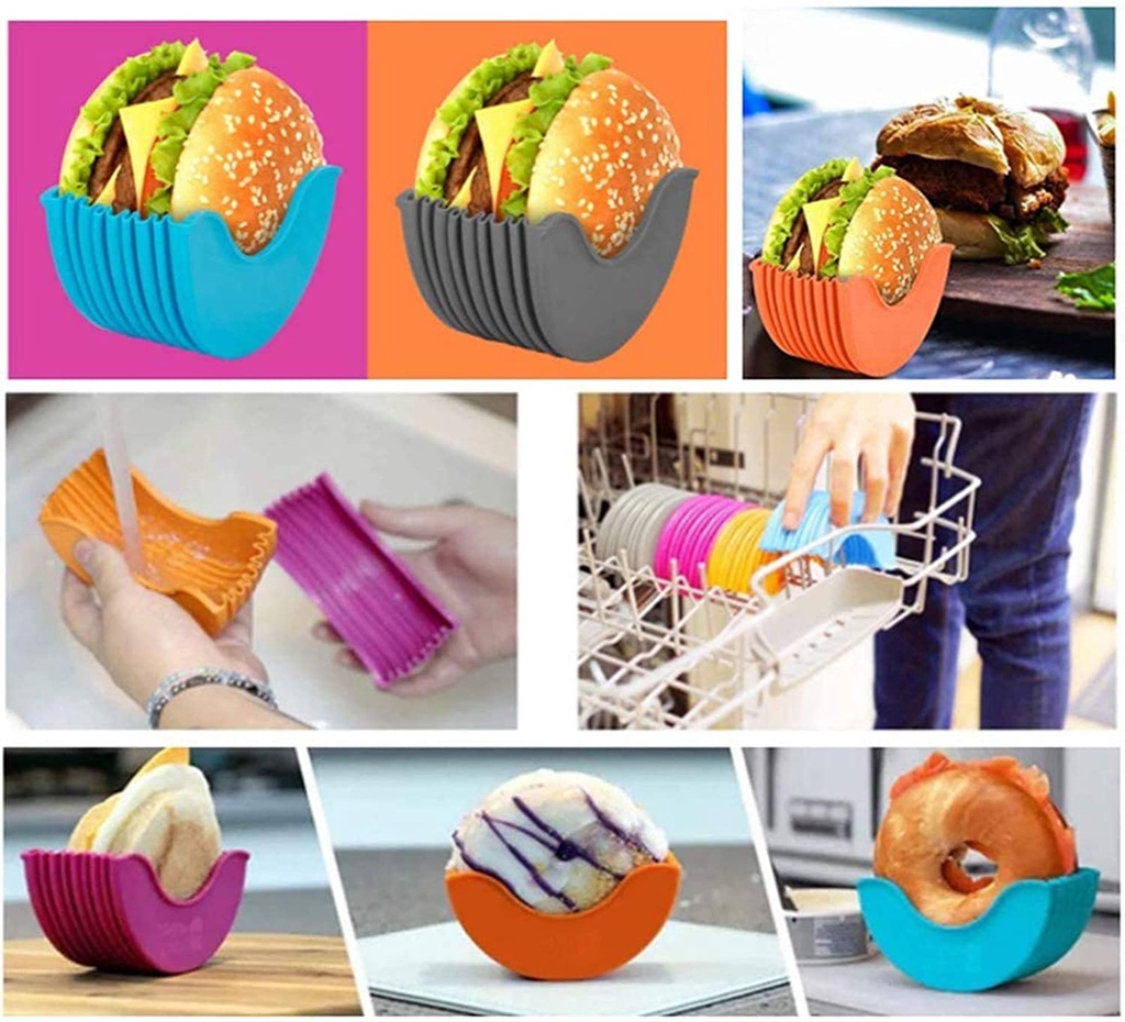 Silicone Burger Holder Hygienic Reusable Patty Hamburger Sandwiches Box ...