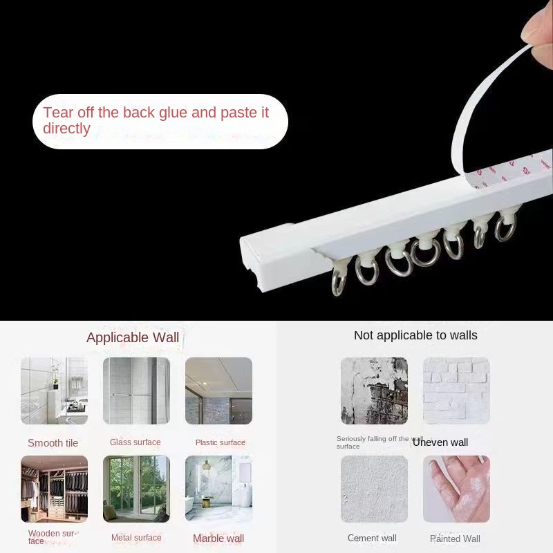Curtain Hole-Free Installation Slide Rail Student Dormitory Pulley Side ...