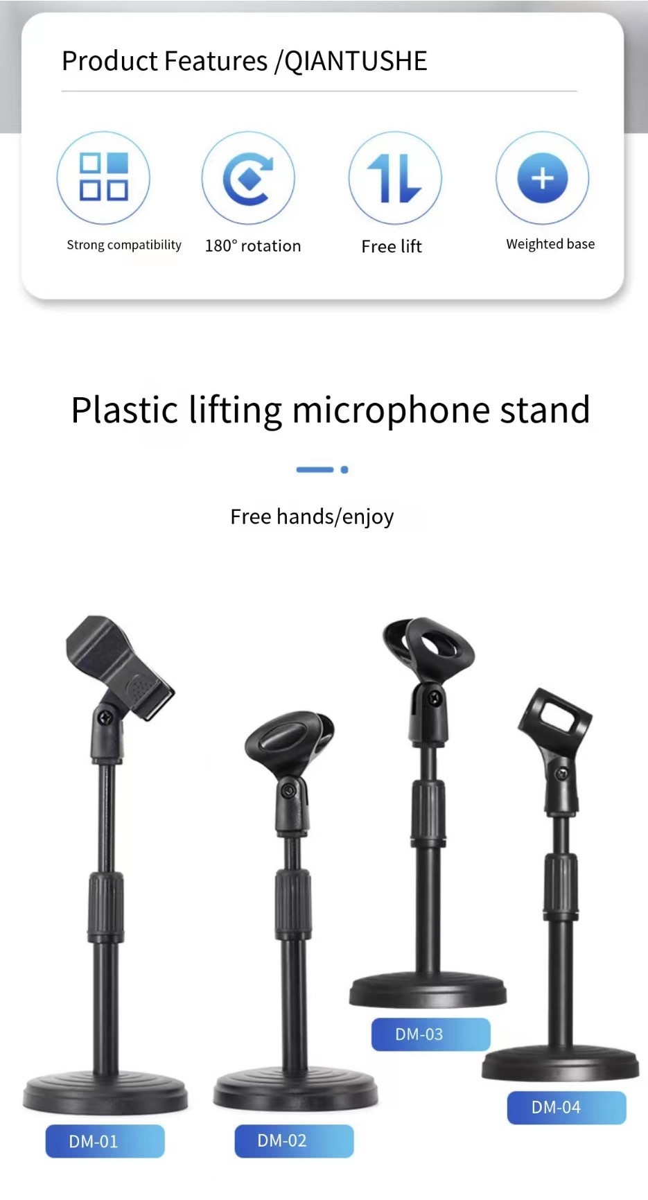 Lifting and rotating desktop microphone stand Microphone stand Disk ...
