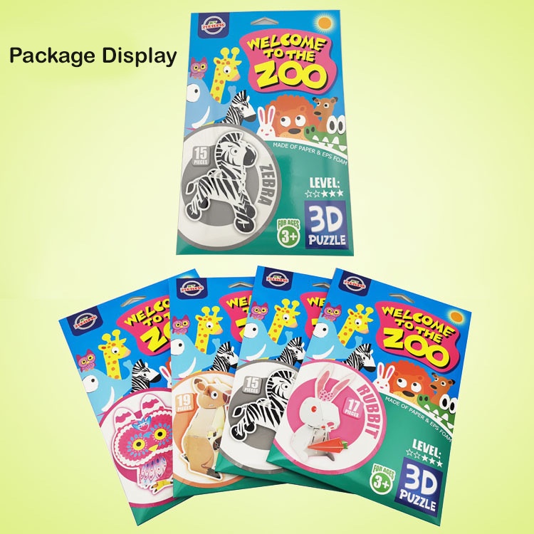 3D Animal paper puzzles for kids. DIY paper folding game. Educational ...