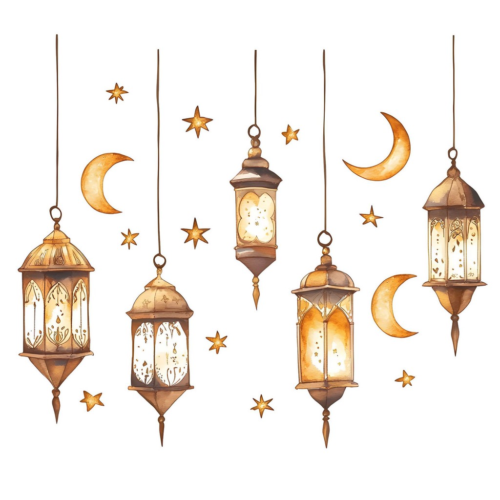 【Ready Stcok】Type 10 Ramadan Wall Decals Crescent Moon Lantern PVC ...