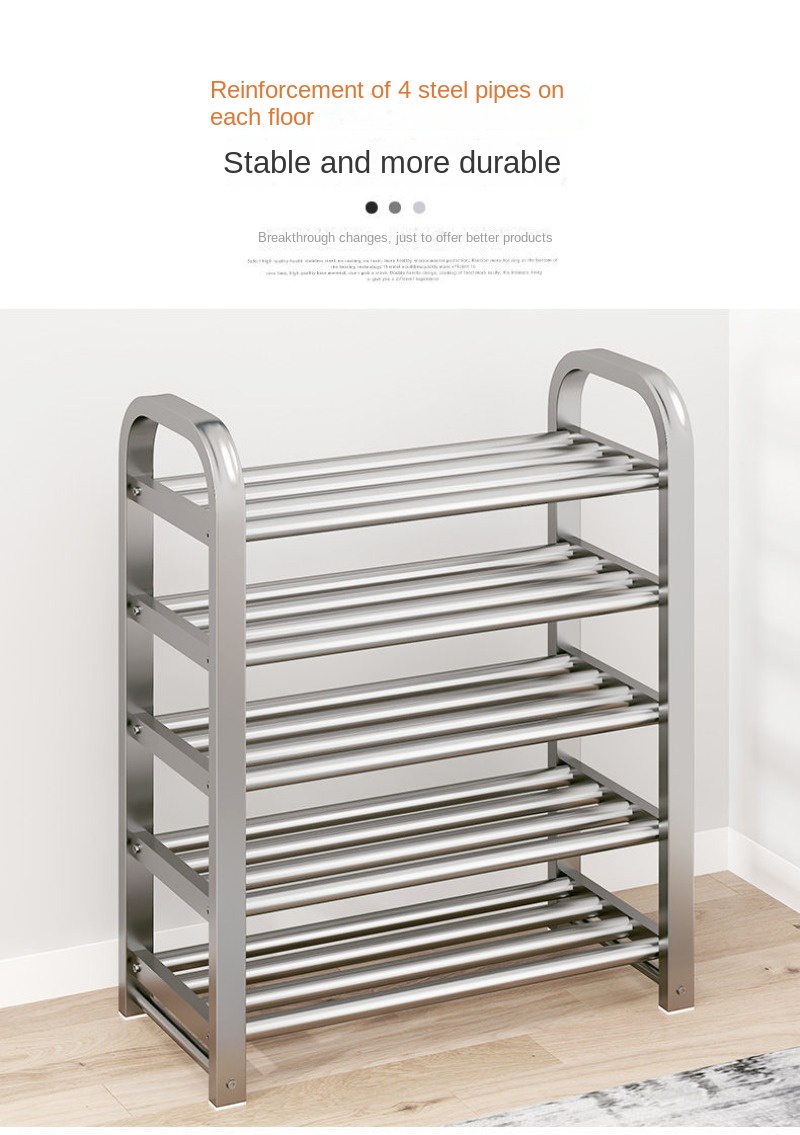 Stainless Steel Shelf Multi-Layer Assembly Simple Shoe Rack Living Room ...