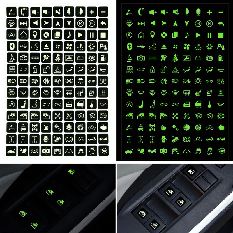 132Pcs/Sheet Universal Automobile PVC Luminous Button Sticker / Auto ...