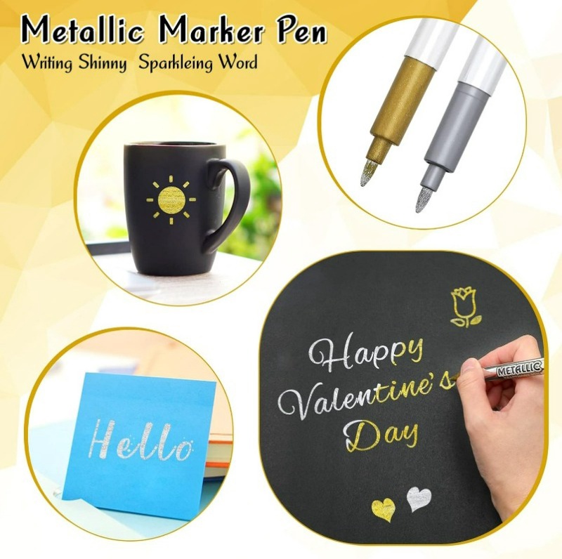 0.8mm Gelly Roll Art Highlight Marker - Bright White Silver Gold Gel ...