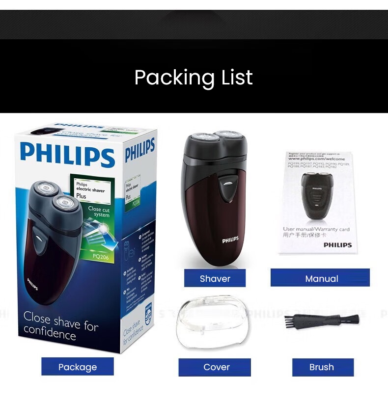 Philips Electric Shaver PQ206/18 Dual Shaver Head for Men Face Hair ...