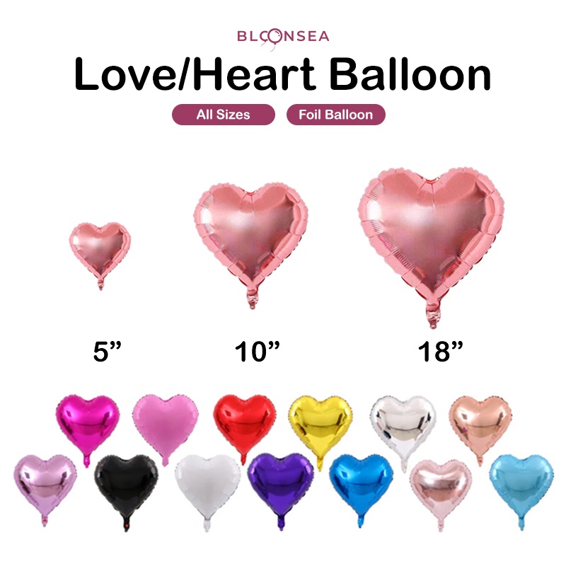 5/10/18/32 Inch Foil Love Heart Shape Aluminium Shining Balloon Chrome ...