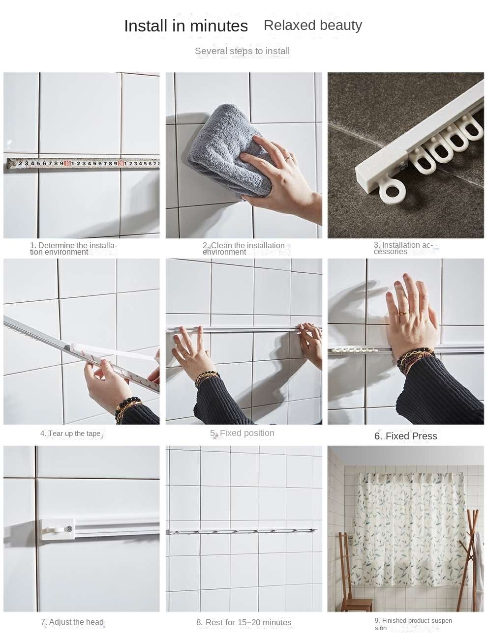 Curtain Hole-Free Installation Slide Rail Student Dormitory Pulley Side ...