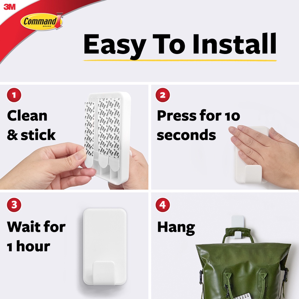 3M™ Command™ White General Purpose Mega Utility Hook Twin Pack, 17011 ...