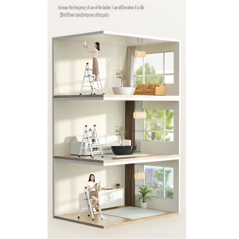 Thickened Household Foldable Step Miter Ladder Lift Herringbone Large ...