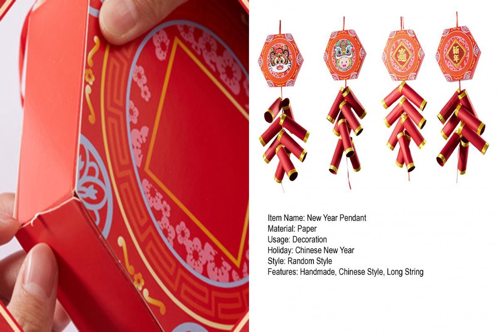 New Year Pendant Diy Paper Fire-cracker Ornaments Diy Chinese New Year ...