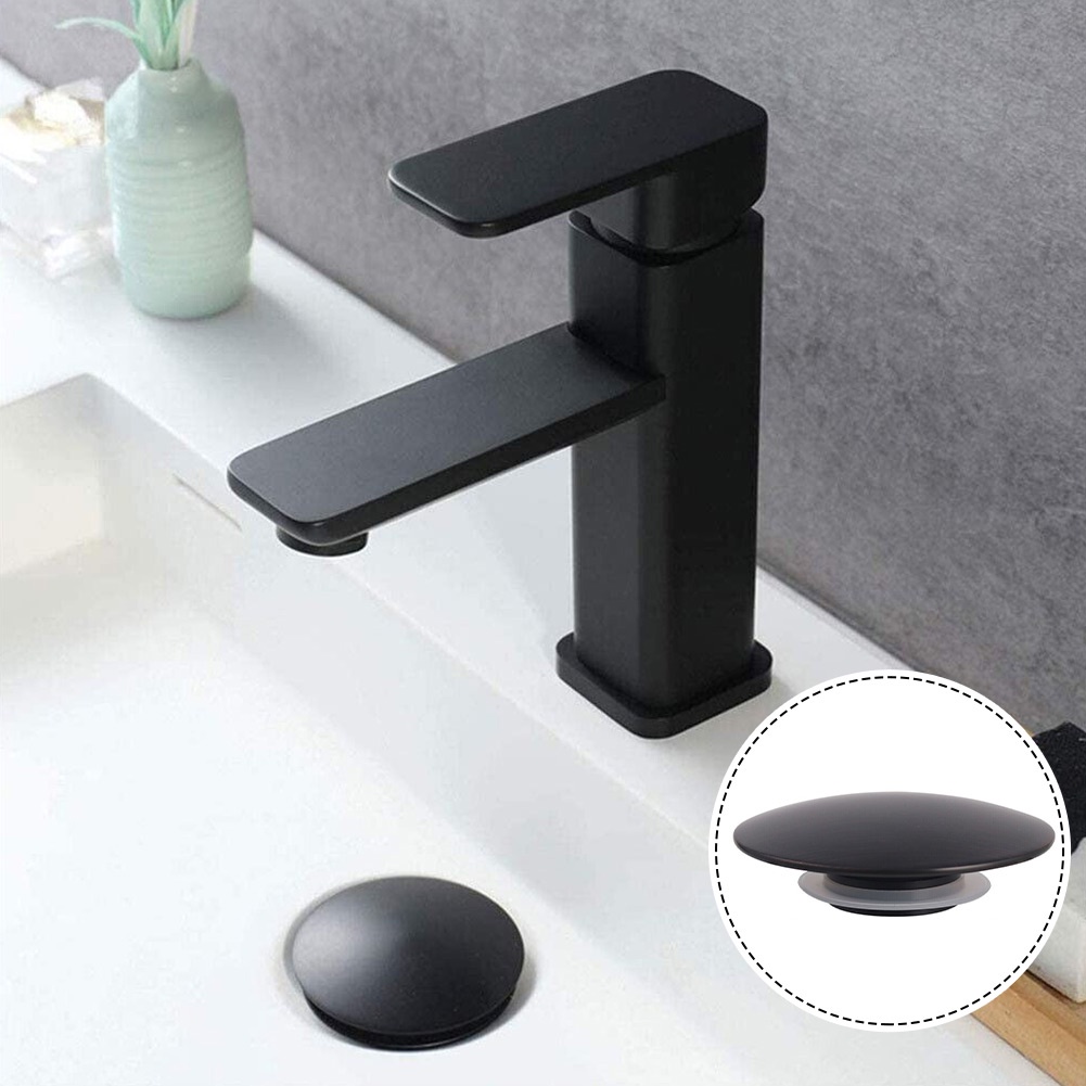 [YF] Matte Black Basin Waste Pop Up Bathroom Sink Push Button Click ...