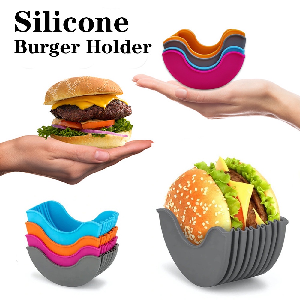 Silicone Burger Holder Hygienic Reusable Patty Hamburger Sandwiches Box ...