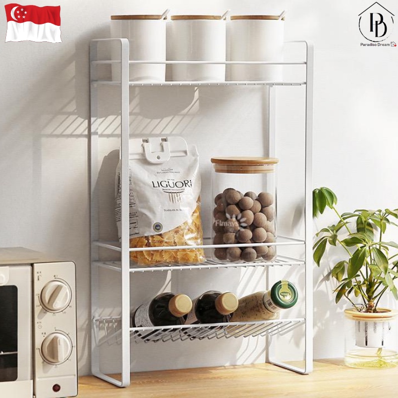 Paradiso Ultra Thin Kitchen Spice Condiment Rack Slim Bathroom Countertop Shelf Seasoning Organiser Narrow Metal Rack Shopee Singapore