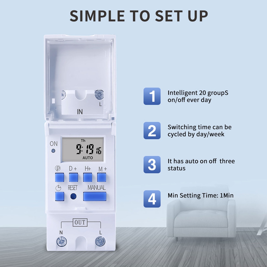 TAXNELE Weekly 7 Days Programmable Din Rail Digital TIME SWITCH Relay ...