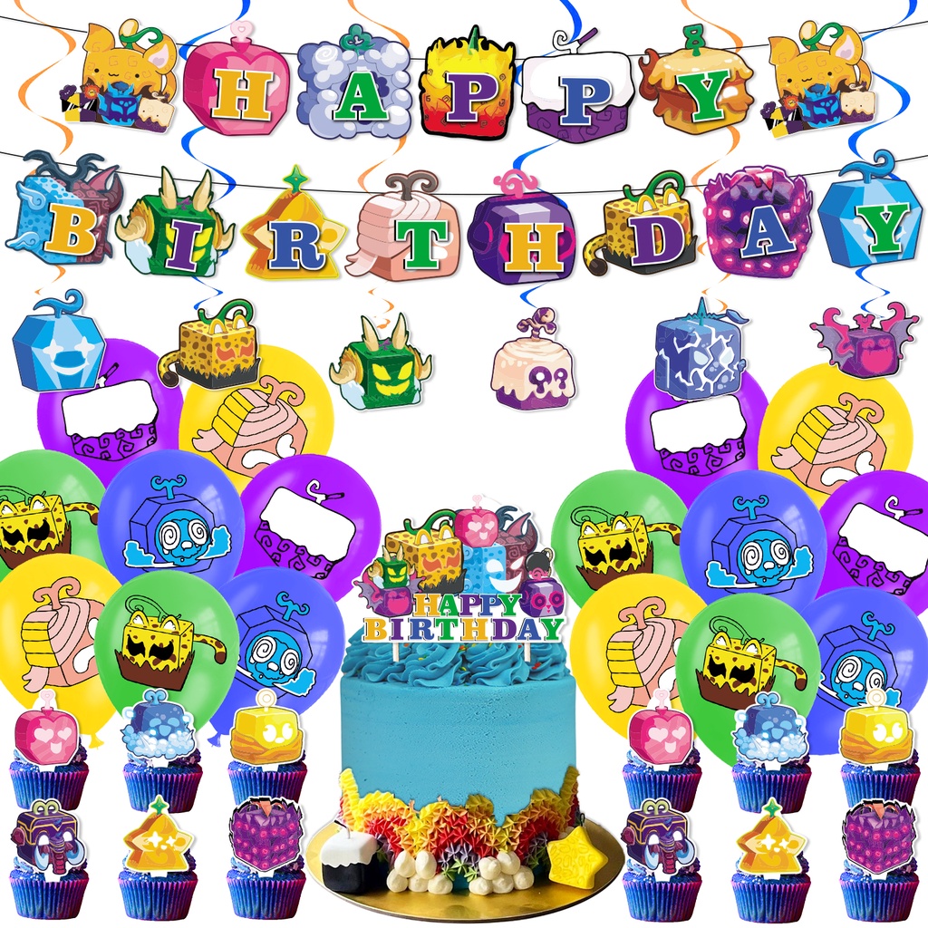 Blox Fruits Themed Birthday Party Decoration Balloon Banner Backdrop ...