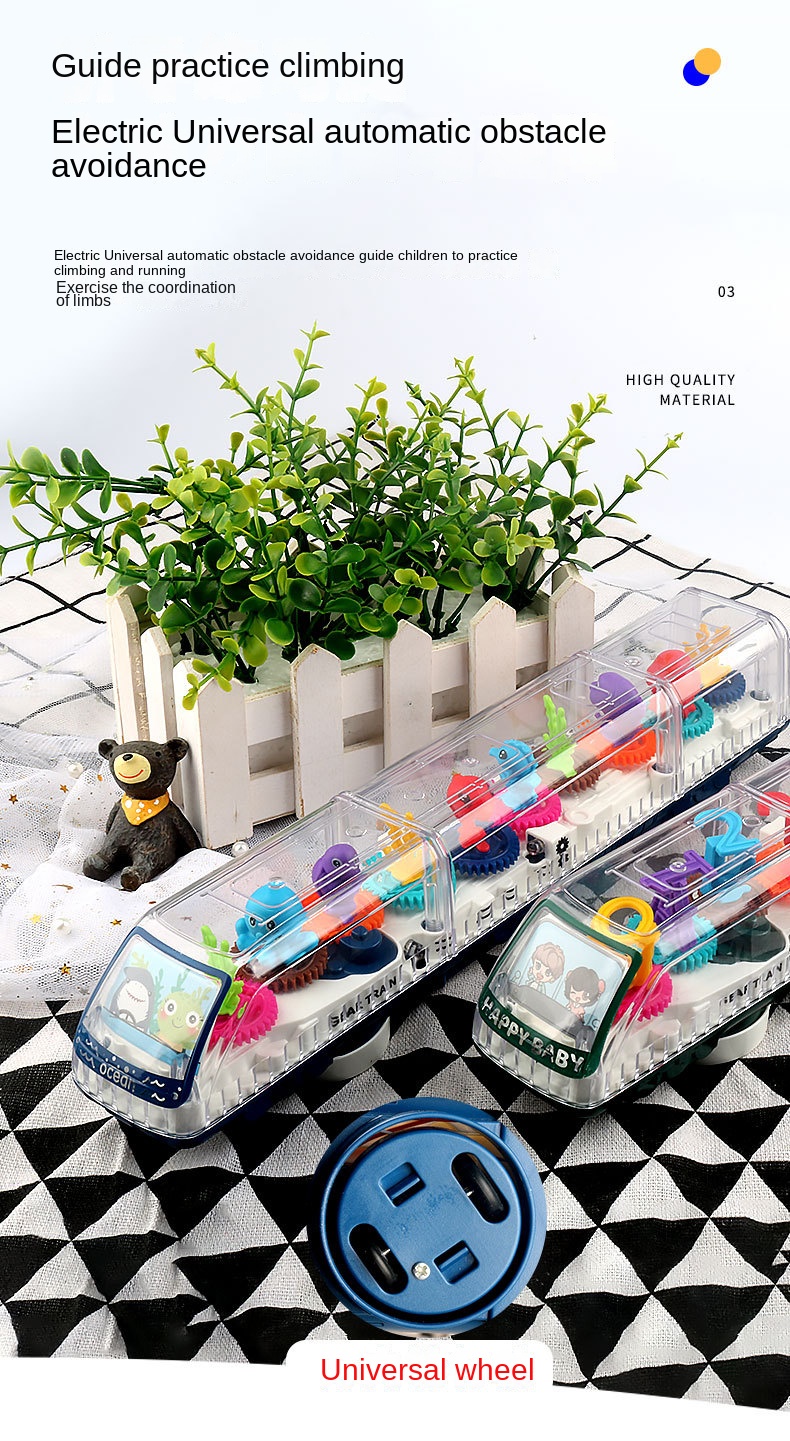 Glowing Transparent Train Toy for Kids/Crash and Move Electric Train ...