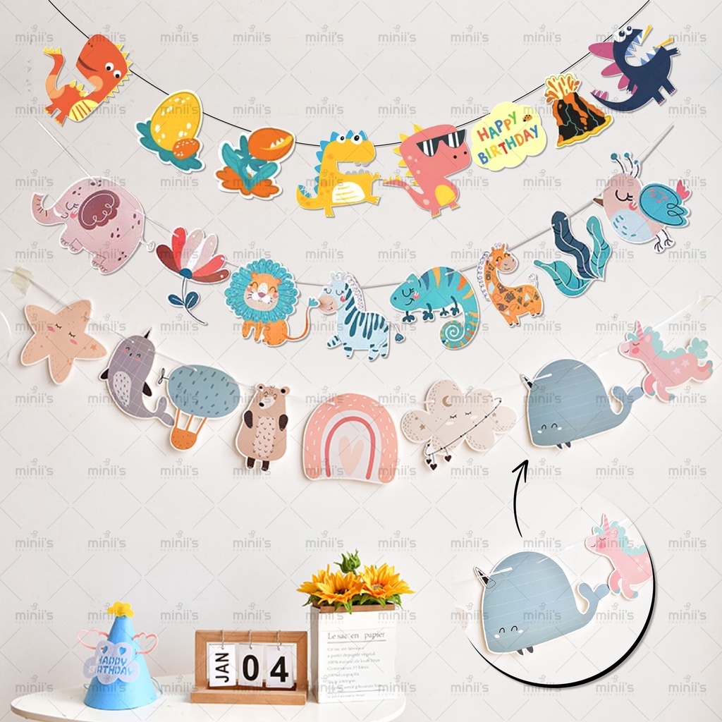 Miniis Cartoon Banner Dinosaur Truck Mermaid Banner Theme Party For ...