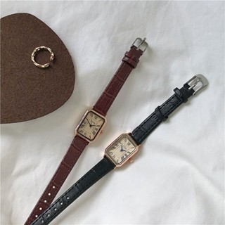 Rectangular hot sale leather watch