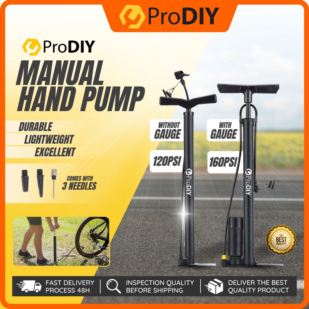 PRODIY Manual Pump with Gauge Black Air Pressure Pump for Ball Bicycle ...