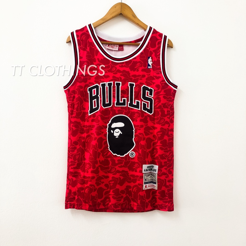 Bape 93 Aape Michael Jordan Chicago Bulls Red NBA Basketball Jersey ...