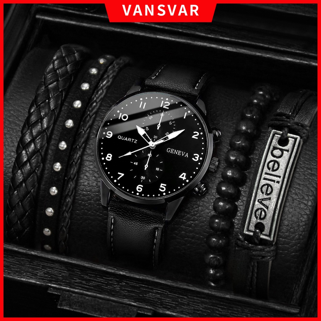 Geneva quartz discount watch black leather